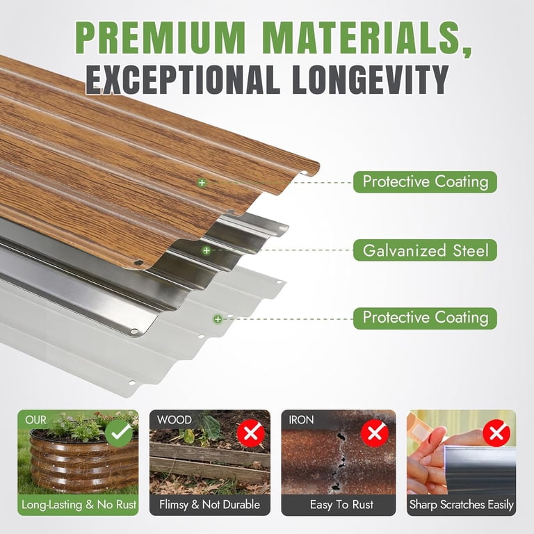 ANSFIL 4x2x1 ft Galvanized Raised Garden Bed (3-Pack) photo 5