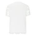 thumbnail image 5 of TKLPEHG Dressy Tops for Women Lace Slim Fit Blouse V Neck Solid Color Womens Short Sleeve Tops Casual Elegant Tunic Tops Women's Summer Tops (Z01_White,L), 5 of 6