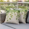 thumbnail image 4 of Country Leaf Pillow Covers 2 Pack Watercolor Green Eucalyptus Leaves Linen Texture Pillowcase Waterproof Outdoor Throw Pillow Cover for Patio Garden Square Cushion 24”x24”, 4 of 9