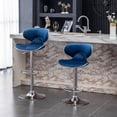thumbnail image 3 of Roundhill Furniture Masaccio Bar Stool with Adjustable Height & Swivel, Blue, Set of 2, 3 of 12