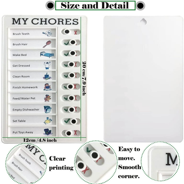 Memo Plastic Board Chores Checklist Board, My Chores Chart Board For Kids  Children, List Board With Iding Buttons,1pcd