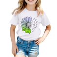 thumbnail image 5 of CPNG Girls Sunflower Shirts Cute Summer Round Neck T-Shirt Floral Graphic Short Sleeve Tees Tops Casual Clothes(White,3-4 Years), 5 of 5