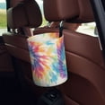 thumbnail image 5 of Round Car Trash Can 7×5.9in Waterproof, Durable, Not Easy To Fade, Easy To Install And Disassemble To Prevent Interior Pollution Silver Tie Dye Background Vibrant Colors And Swirling, 5 of 7
