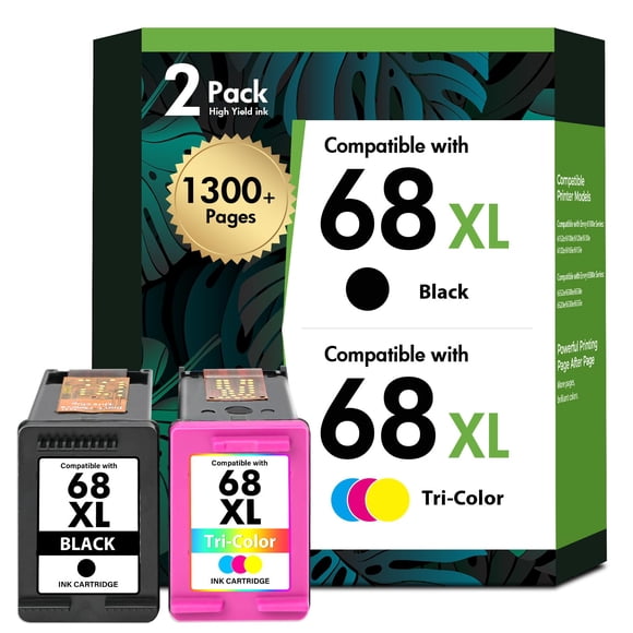 Cartuchos de tinta y tóner H-Party 68XL negro y tricolor, paquete de 2