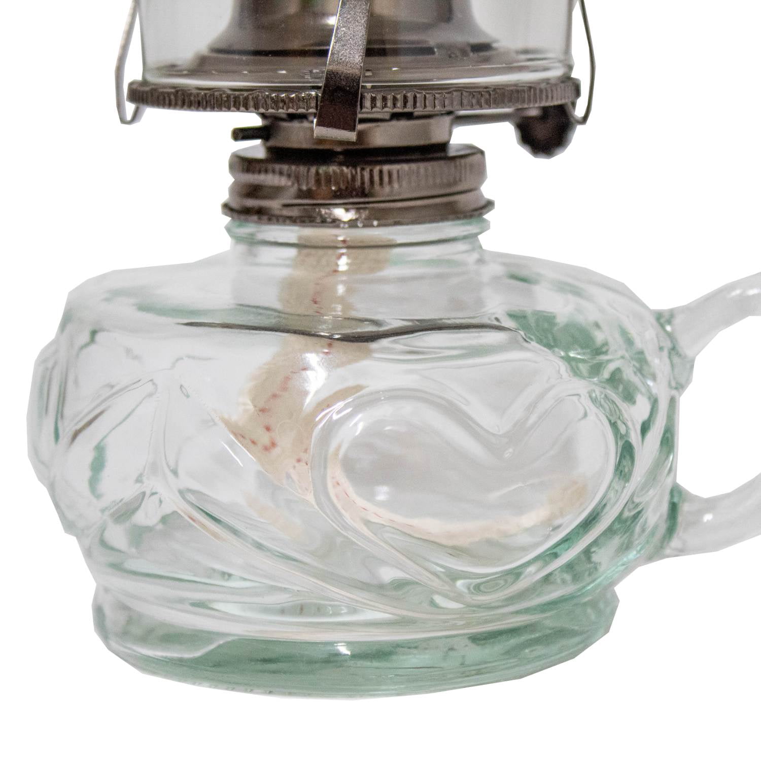 Rayo Chamber Oil Lamp, Portable with Finger Hold, Glass Font and Chimney, 12 in Tall