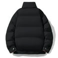 thumbnail image 4 of Rutainlusire Mens Winter Fashion Warm Puffer Jackets 2025 Men's Casual Top Solid Color Warm Jacket Stand Up Collar Fashionable Sports Zipper Top Men's Long Sleeved Cotton Jacket, 4 of 5