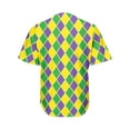 thumbnail image 2 of Purple Green And Yellow Mardi Gras Print Active Baseball Jersey for Men and Women, Mardi Gras Button Down Women’s Baseball Team Shirts., 2 of 4