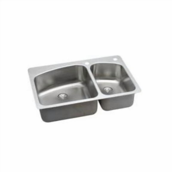 33 in. Double Bowl Kitchen Sink with Innermost Drain Dual Mount