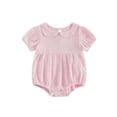 thumbnail image 2 of AceBaby Infant Baby Girl 95%Cotton Summer Bubble Solid Color Romper,Size 0-18M, 2 of 10