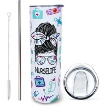 Nurse Gifts for Women - Nurse Tumbler Nurse Coffee Mug Cup with Lid and Straw - 20 Oz Stainless Steel Insulated Water Bottle - Gifts for Practitioner Nurse Nursing Student Men Women