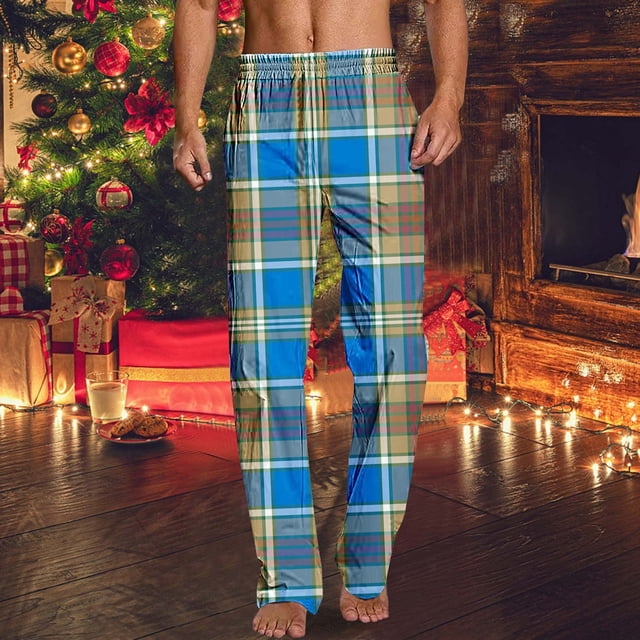 Puntoco Pantalones de pierna recta con diseño de estampado fino para dormir en casa para hombre Pantalones casuales para hombre