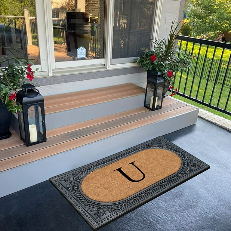 A1HC Natural Rubber & Coir 24x39 Monogrammed Doormat For Front Door,  Anti-Shed Treated Durable Doormat for Outdoor Entrance, Heavy Duty, Low  Profile,