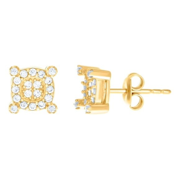 10k Yellow Gold Womens Cubic Zirconia Square Fashion Stud Earrings 7.5x7.5mm Wide Stud Earring for Women
