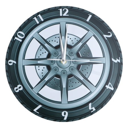 Tineasur Acrylic Car Wheel Wall Clock Industrial Style Home Decor Unique Gift for Living Room Office