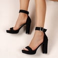 thumbnail image 3 of Modisza Women High Heels Summer Trendy Party Pumps Open Toe Ankle Strap Dress Shoes Chunky Heeled Sandals for Work Travel Size 5.5 Black, 3 of 6