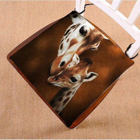 PHFZK Cute Animal Chair Pad, Giraffe Kissing Painting Seat Cushion Chair Cushion Floor Cushion Two Sides Size 16x16 inches