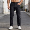 thumbnail image 5 of XIAONU Mens Solid Slim Fit Jeans Slim Tapered Full Length Button Fly Trousers Stretch Casual Everyday Bottoms, 5 of 6