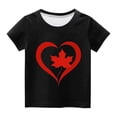 thumbnail image 4 of Zwiiyzr Summer Boys Girls T-Shirt "Happy Day Canada Day" Graphic Crewneck Short Sleeve Printed Tee Shirt Tops for Kids Teens 3-12 Years Black, 4 of 4