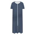 thumbnail image 4 of SMihono Lightweight Housecoats for Women Short Sleeve Front Zipper Bathrobes Stars Print Loose Lounge Loungewear Nightgown with Pocket Navy L, 4 of 7