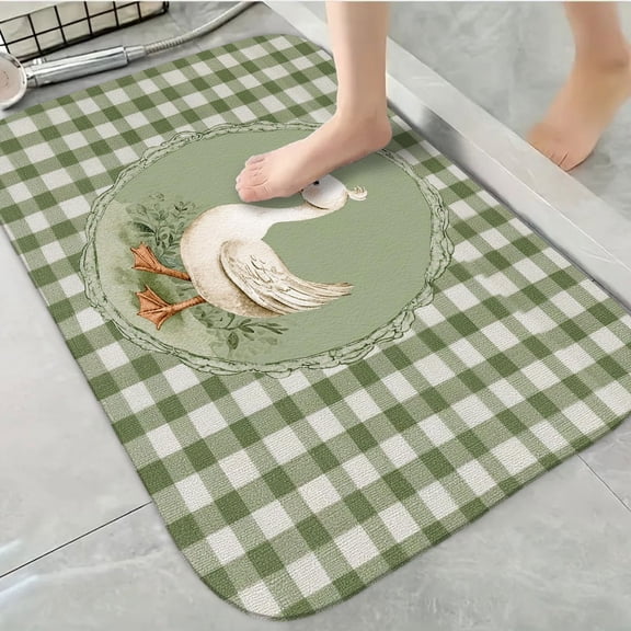 1pc A White Goose Absorbent Non-Slip Bathroom Thickened Flannel Rug Decor,Soft,Quick Drying,Suitable For Indoor/outdoor Use,Bathrooms,Bedrooms,Kitchens,Terrace,Laundry Rooms,16"x24"