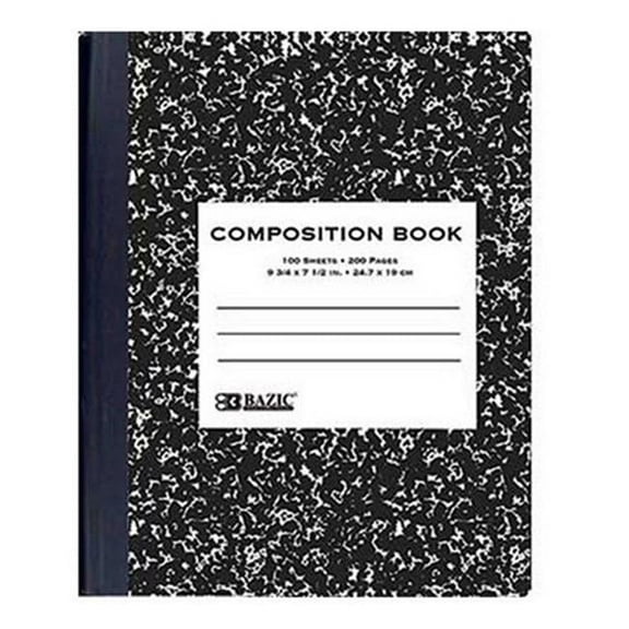 Bazic   W/R 100 Ct. Black Marble Composition Book  Case of 48