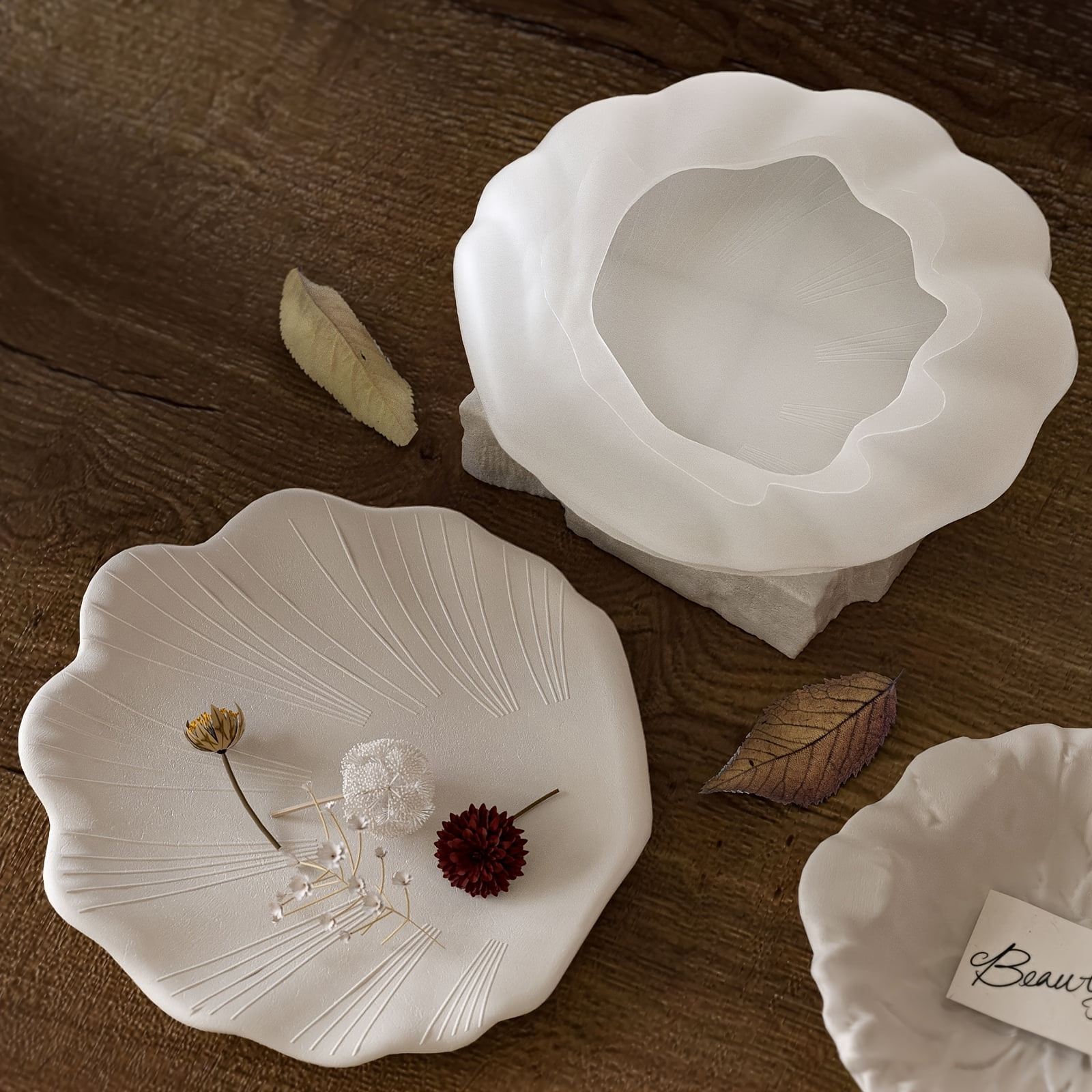 4PCS Leaf Shell Petal Flower Shape Storage Tray Silicone Mold for Crafting Jewelry, Bathroom, Kitchen - Resin Mold for DIY Home Organization