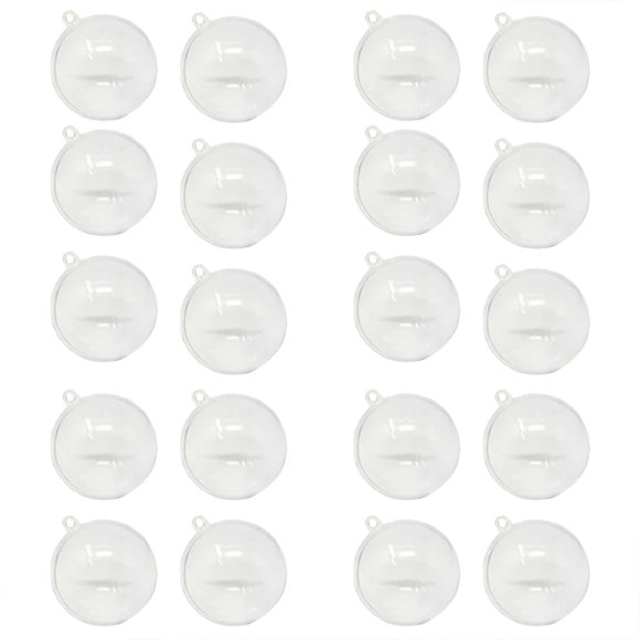 Limited Time Deal New Year Party Supplies Christmas Ornament 20Pcs High Transparent Plastic Round Eternal Flower Hanging Festive Decoration for Tree, Christmas Decor Indoor Home Party Gifts