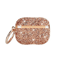 Entronix Diamond Case Skin for Airpods 4th Gen, Shockproof Bling Cover with Clip Hook, Rose