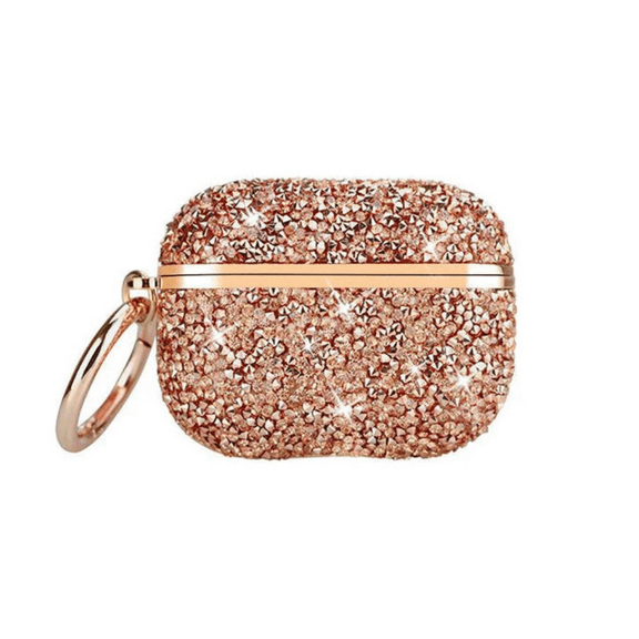 Entronix Diamond Case Skin for Airpods 4th Gen, Shockproof Bling Cover with Clip Hook, Rose