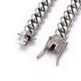 thumbnail image 3 of QQTDFG 304 Stainless Steel Curb Chain Bracelet Rhinestone Clasp Silver Gold 9"&nbsp;A77-Silver, 3 of 3