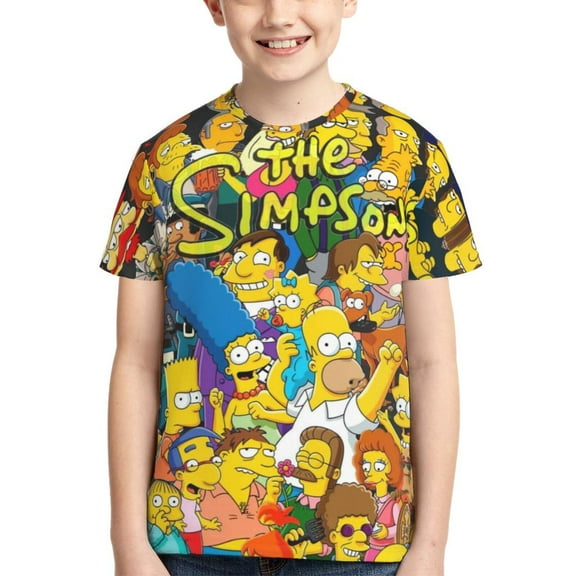 Boys Girls Simpsons T-Shirts 3D Printed Novelty Short Sleeve Shirts Kids Youth Game Cartoon Tee Shirts Summer Tops