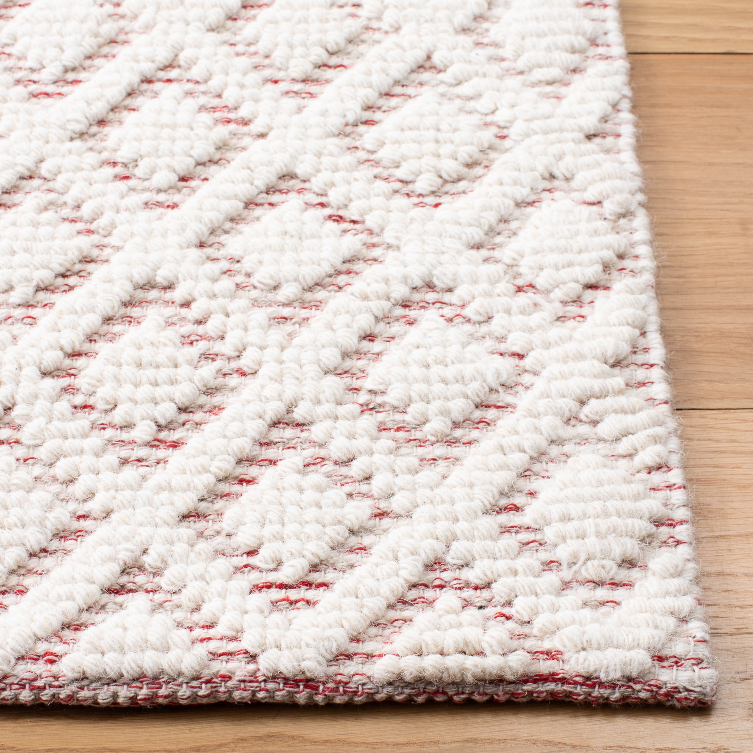 SAFAVIEH Vermont Thurstan Geometric Wool Area Rug, 4' x 6', Ivory/Red