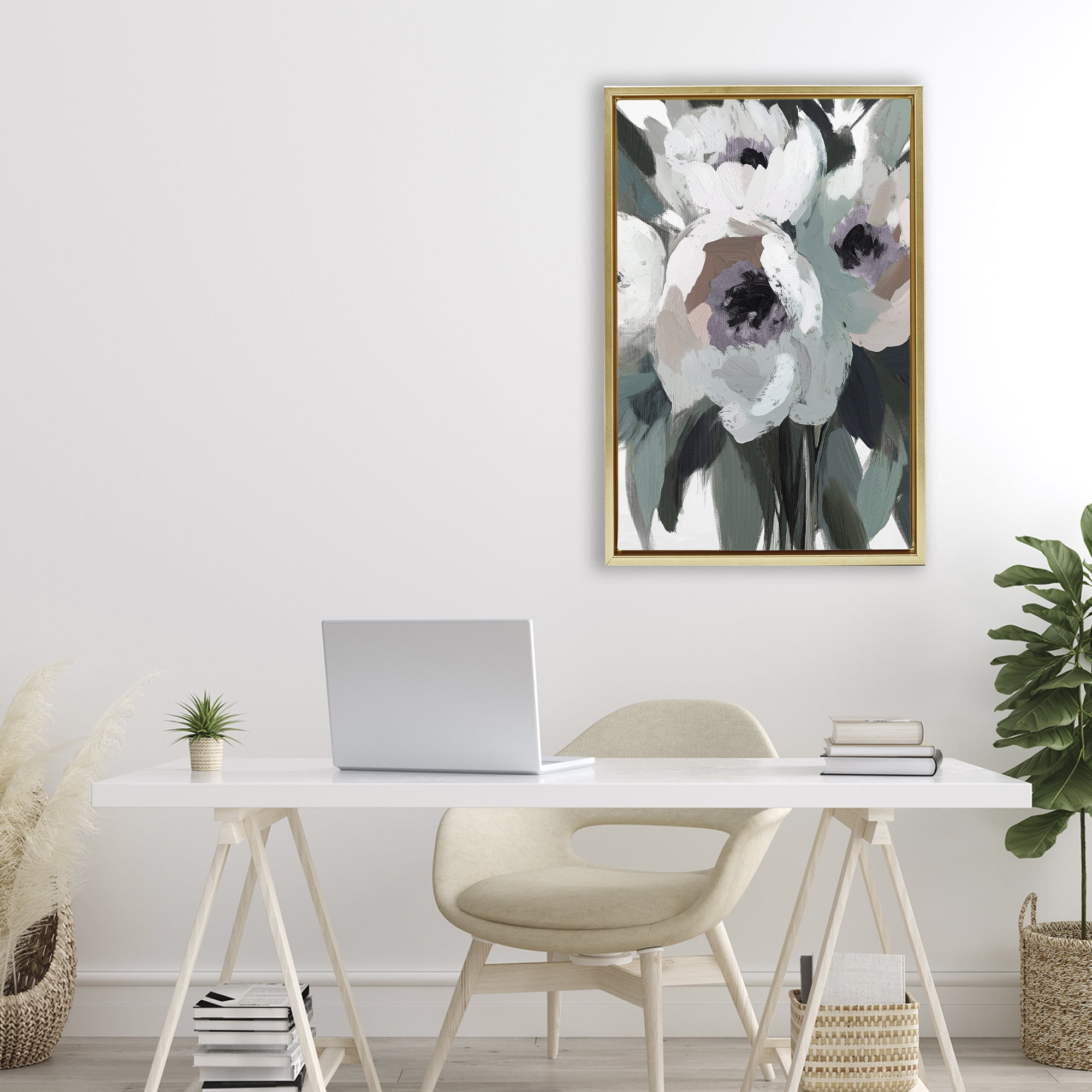 The Absence of Sorrow Gold Framed Floater Canvas Wall Art, design by Annabelle Hall