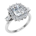 thumbnail image 2 of Dash Jewel 2 Ct Lab Created Diamond Ring - 14K White Gold Plated Radiant Cut 3 Stone Engagement Ring for Women - Beautiful Gift for Her - Celebrate Your Love with Timeless Elegance, 2 of 6