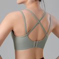 thumbnail image 7 of AJGRHE Women Petite Solid Bra High Strength Shockproof Sports Bra for Women Integrated Support Yoga Running Fitness Large Size L Green, 7 of 7