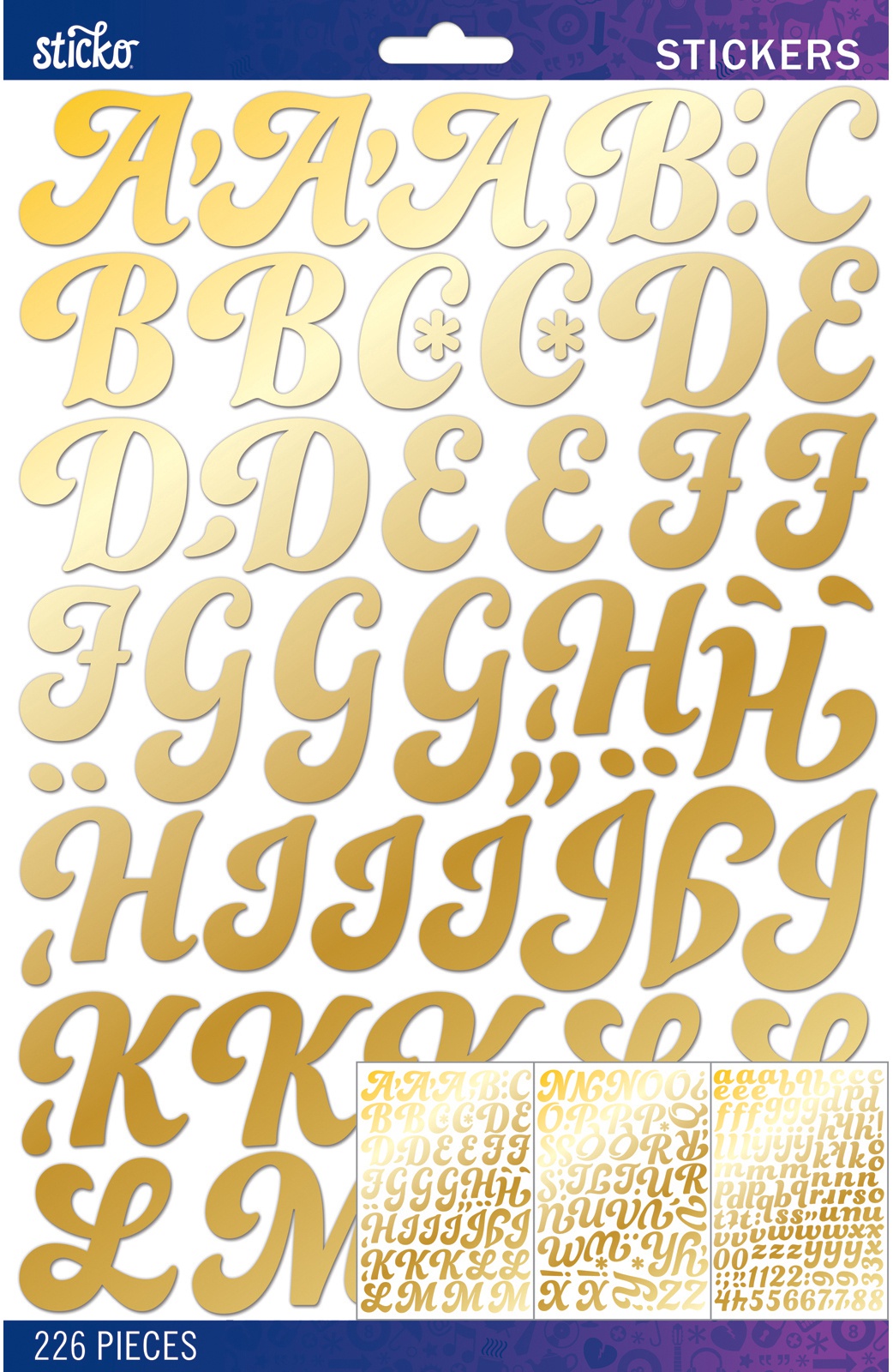 Sticko Alphabet StickersGold Foil Funki Dori Large