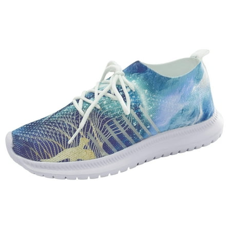 

Quealent Adult Women Fashion Sneakers Sneaker Roller Skates for Women Women Shoes Flat Breathable Floral Non Positioning Printed Casual Sneaker for Women Sky Blue 7