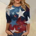 thumbnail image 2 of 4th of July Womens Shirts Loose 3/4 Sleeve USA Flag Print T Shirt Round Neck USA 250th Anniversary Celebration Party Pullover Independence Day Patriotic 1776-2026 Blouses, S, 2 of 5
