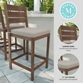 thumbnail image 4 of Martha Stewart Set of 2 Indoor-Outdoor Patio Bar Stools with Brown Brushed Woodgrain Aluminum Finish and Cream All-Weather Seat Cushions, 4 of 12