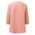 thumbnail image 5 of HIBRO Womens Crew Neck Top Casual Spring Autumn Long Sleeve Solid Color Button Chiffon Top, 5 of 5