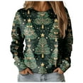 thumbnail image 3 of larppty 2025 Womens Ugly Christmas Sweaters Funny Cute Xmas Tree Tops Long Sleeve Crewneck Sweatshirts (Mint Green, M), 3 of 7