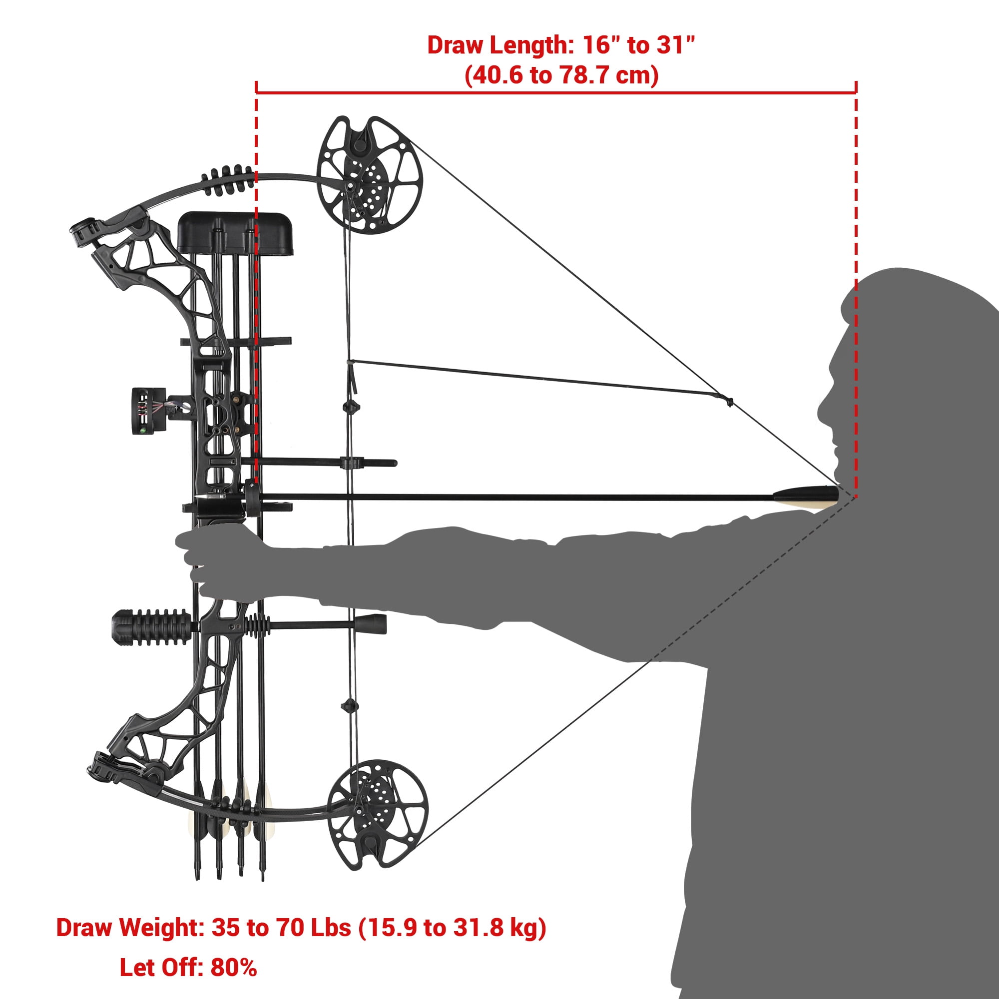 Pro Compound Right Hand Bow Kit Target Hunting Practice Arrows Archery 70 Lbs 