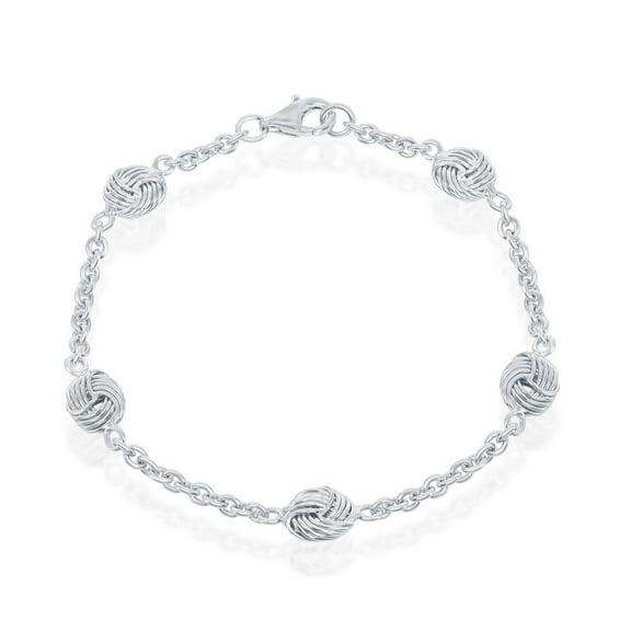 TheJewelryHut Designer Sterling Silver Love Knot Linked Bracelet