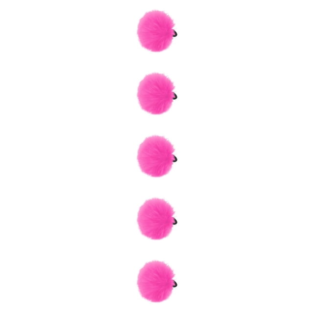 Ruiboury Femmes Filles 6cm Attaches de Cheveux en Fourrure Douce Corde à Cheveux Accessoires de Tête Attache Corde Porte-Queue de Cheval rose Rouge P 5Ensemble