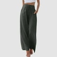 thumbnail image 2 of XAOWF Women High Waisted Wide Leg Pants Fashion Drawstring Elastic Waist Comfy Straight Slacks With Pockets Work Trousers For Women, 2 of 6
