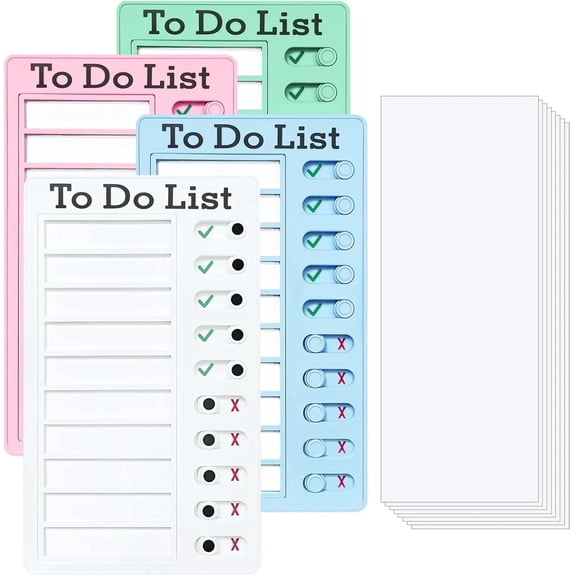 4 Pieces Chore Chart - Sliding Routine Chart: Reusable to Do List, RV Checklist, Planning Board, Visual Schedule, and Reminder (Multicolored)