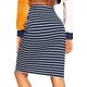 thumbnail image 2 of Falda de tubo ajustada a rayas hasta la rodilla con cintura elástica para mujer Azul Marino M Azul Marino M Xishao ropa, 2 of 2