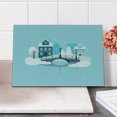 thumbnail image 2 of City Cutting Board, Winter Season Composition Snow Pattern with Houses and Bridges Architecture, Decorative Tempered Glass Cutting and Serving Board, Small Size, Pale Blue Grey White, by Ambesonne, 2 of 5