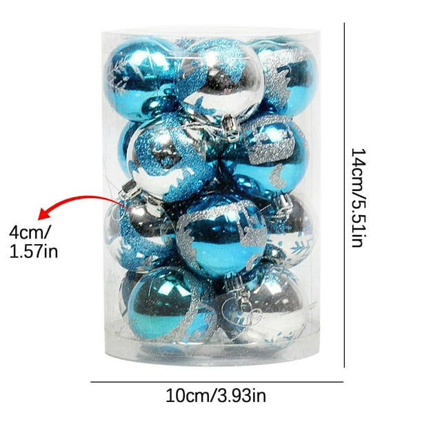 16 bolas navideñas de plástico de 4 cm para colgar en interiores, para fiestas de Navidad y Año Nuevo.