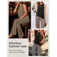 thumbnail image 5 of Anygrew Women's 2 Piece Matching Lounge Sets Asymmetrical Split Top and Wide Leg Pants With Pockets Summer Outfits Tracksuit Sets, 5 of 8